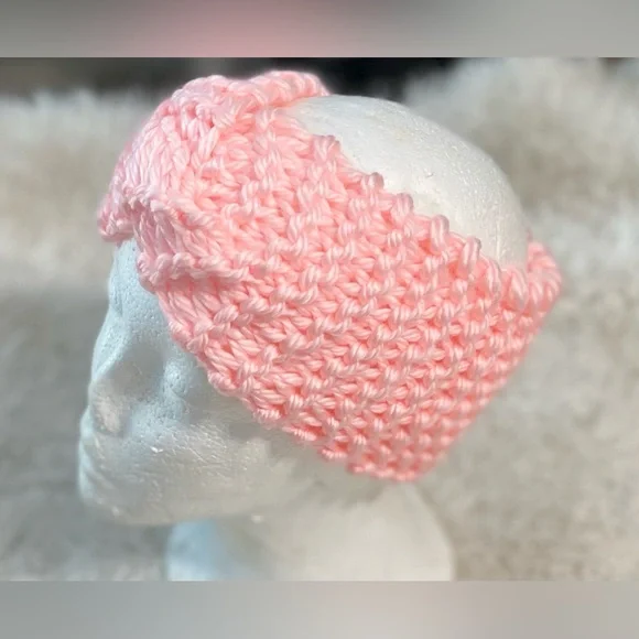 Handmade Hand Crafted Knit Twist Headband Pink adult/teen size - Picture 3 of 3